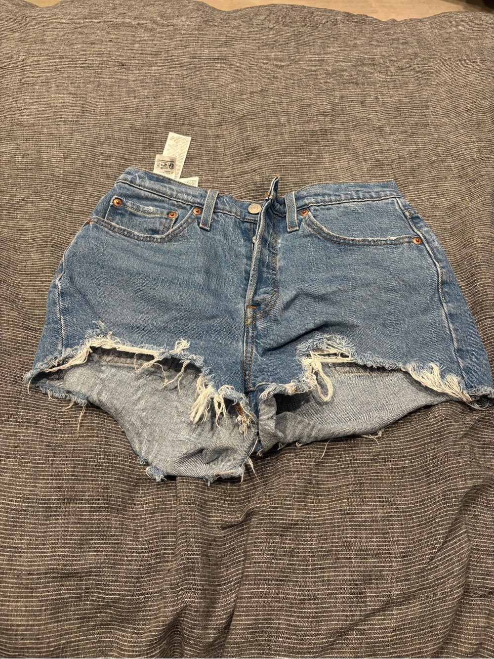 Levi's Light Blue Distressed Denim Cutoff Shorts